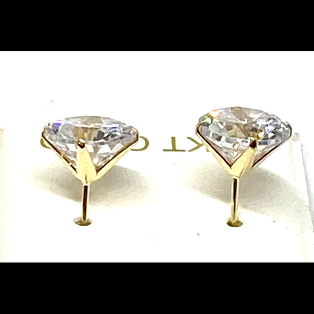 Studs diamonds CZ solid gold 14k pretty 2 carat - Picture 4 of 9